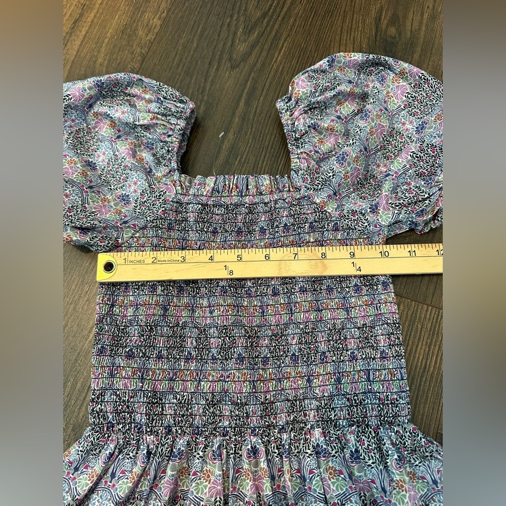 J. Crew Smocked Square Neck Top in Liberty Floral Club Nouveau (Size XXS) - Picture 9 of 10
